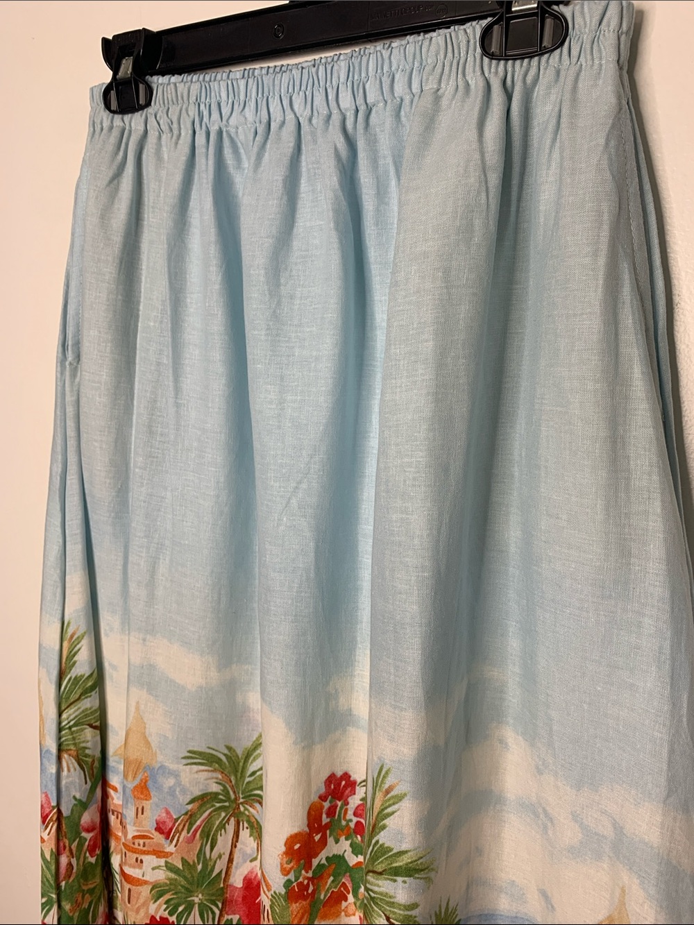 Calypso St. Barth Linen Blend Blue Midi Skirt Tropical Floral resort Beach L - Picture 4 of 10
